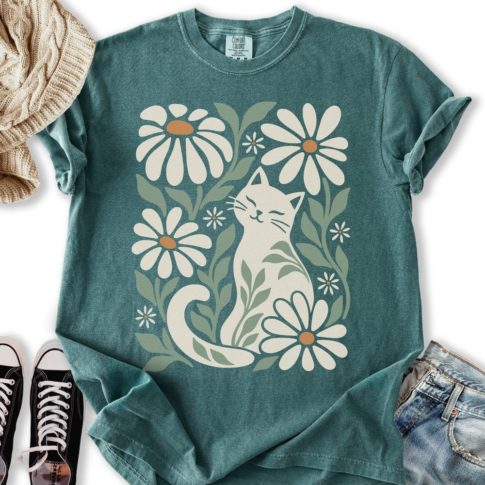 Retro Floral Cat Relaxed Tee