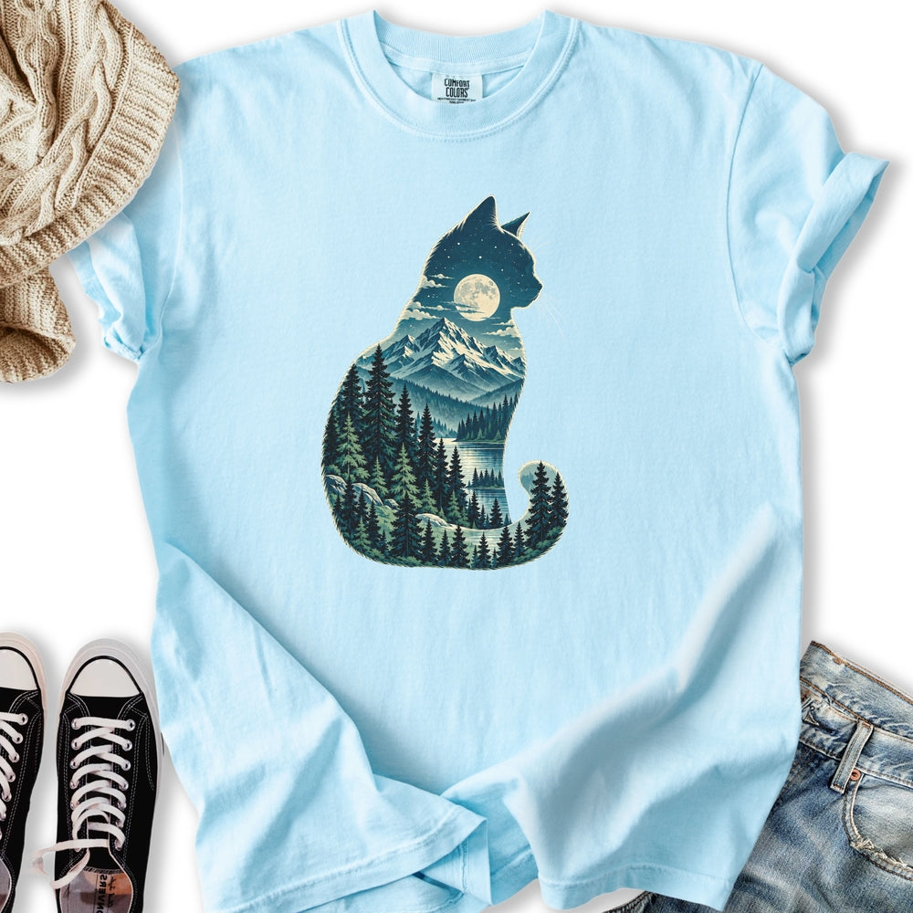 Moonlit Mountain Cat Relaxed Tee