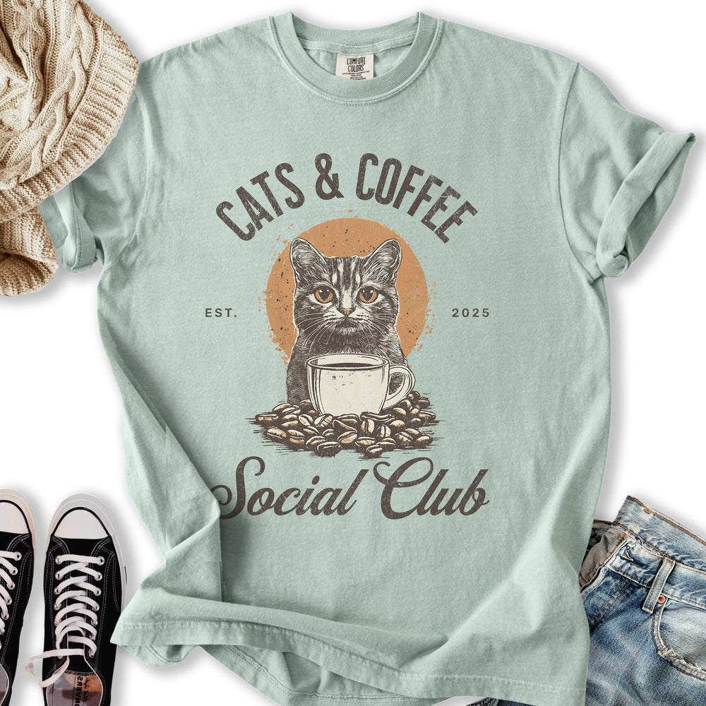 Cats & Coffee Social Club Relaxed Tee