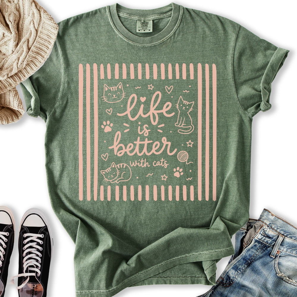 Life Is Better Cat Relaxed Tee