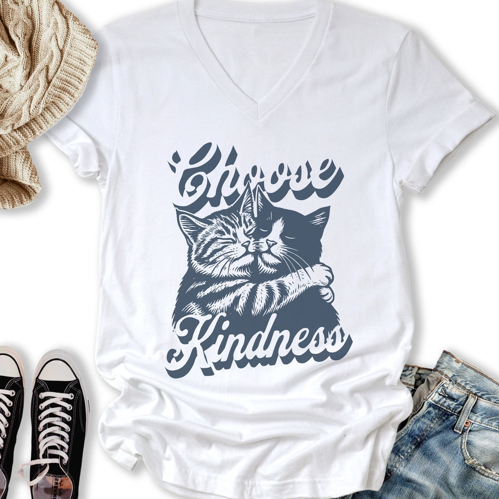 Choose Kindness Cats V-Neck Tee