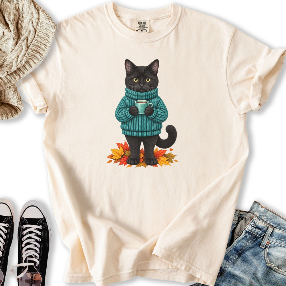 Cozy Fall Black Cat Relaxed Tee