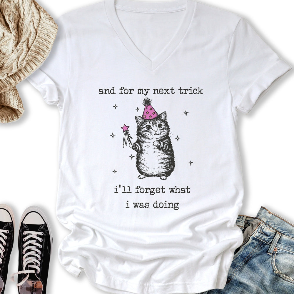 Forgetful Cat V-Neck Tee