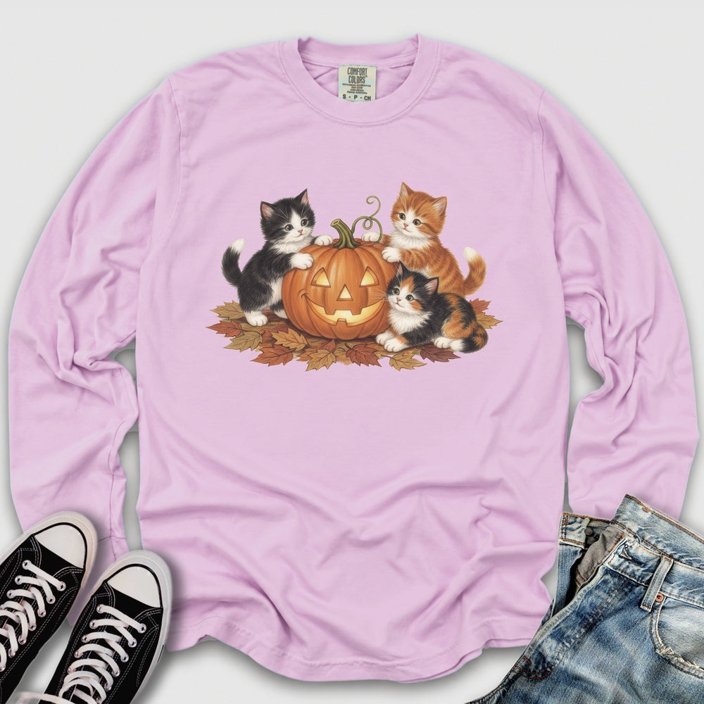 Cute Fall Kittens Long Sleeve Tee