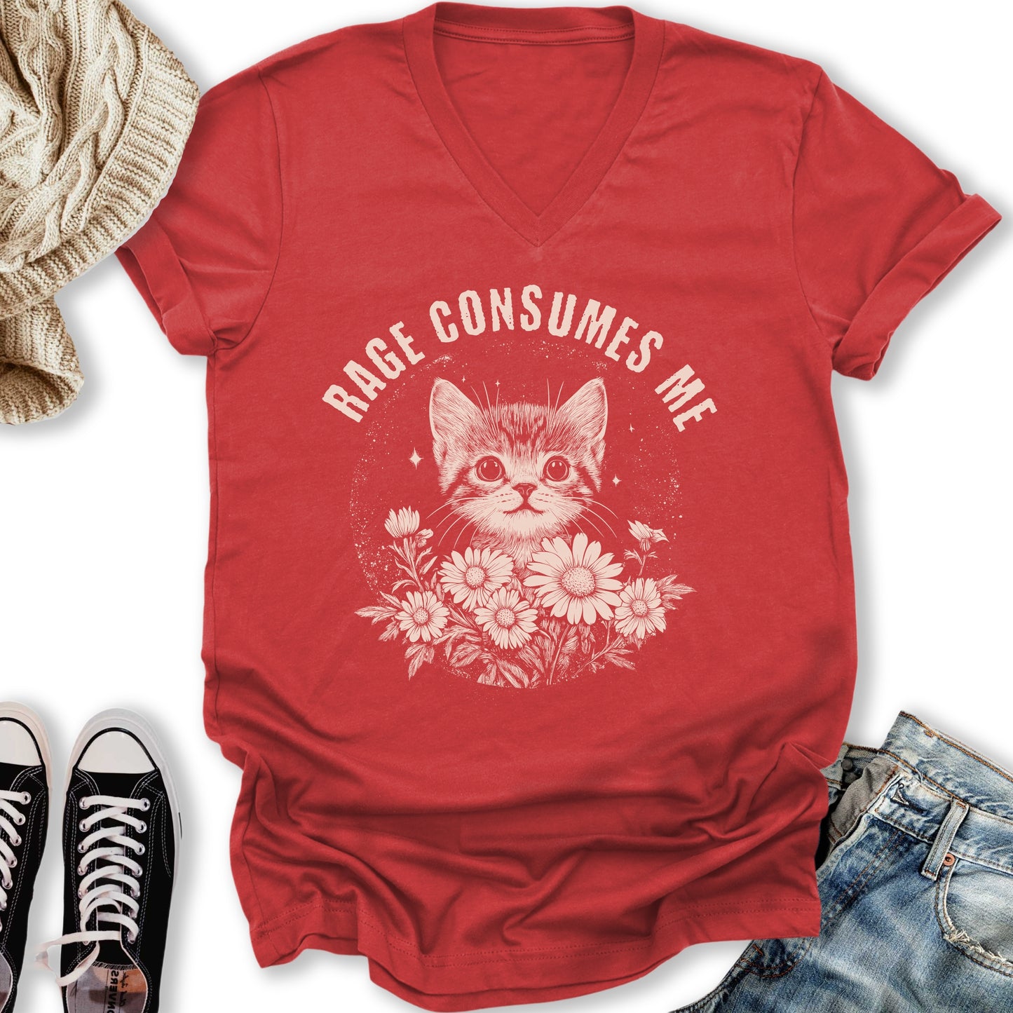 Rage Consumes Me V-Neck Tee