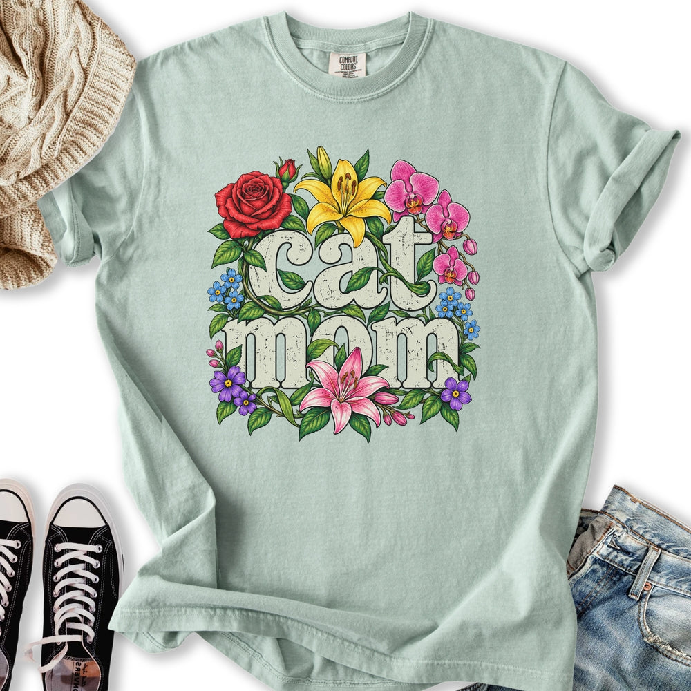 Floral Cat Mom Relaxed Tee