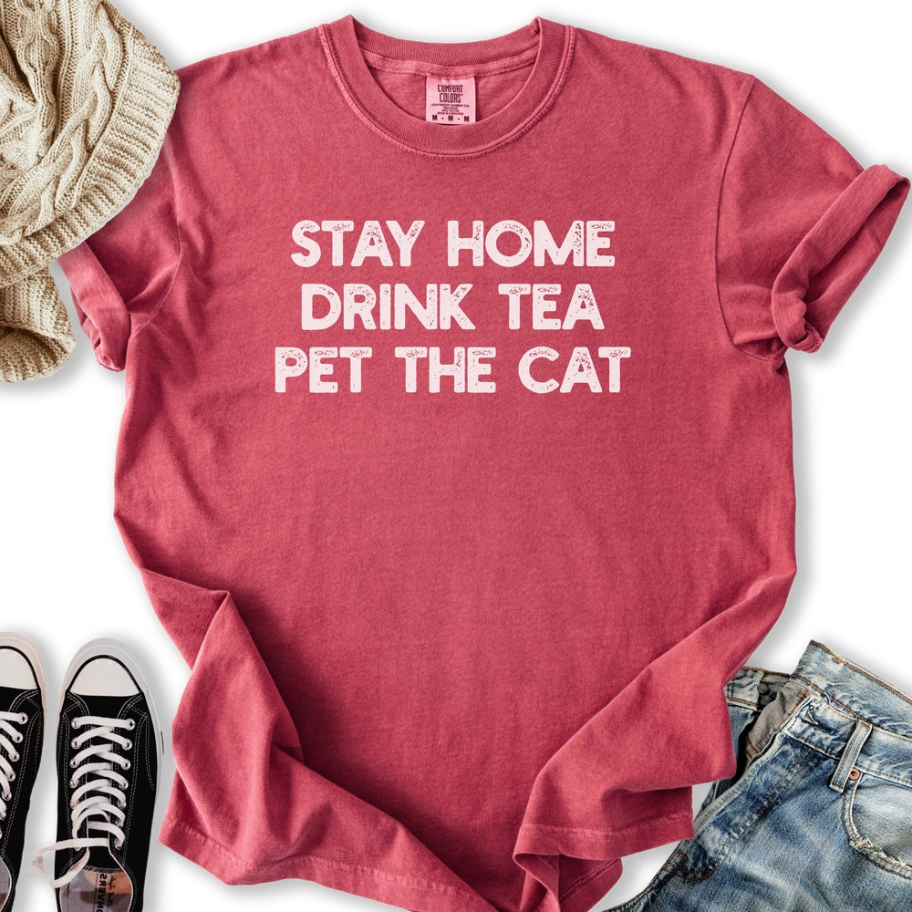 Drink Tea Pet The Cat T-Shirt