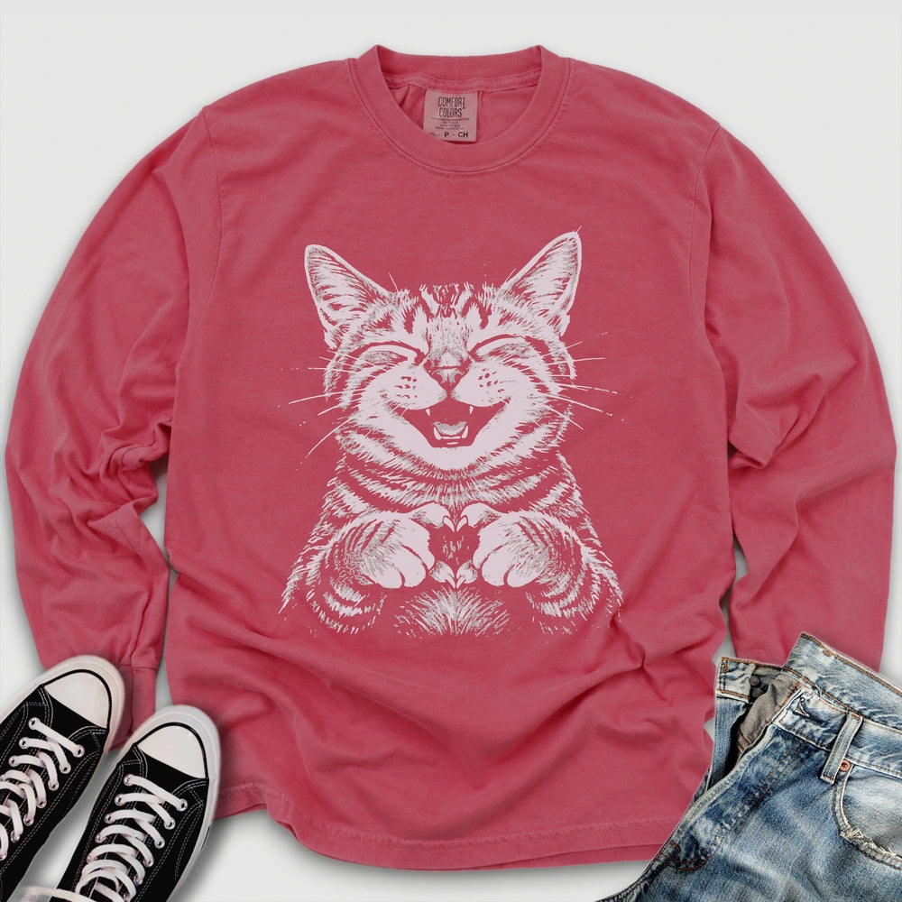 Cat Love Heart Long Sleeve Tee