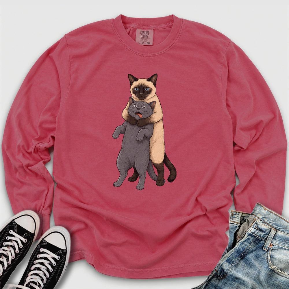 Siamese Cat Headlock Long Sleeve Tee