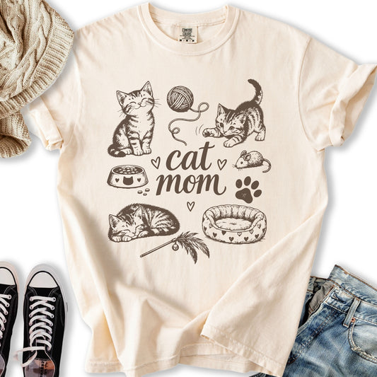 Cat Mom Sketch Relaxed Tee