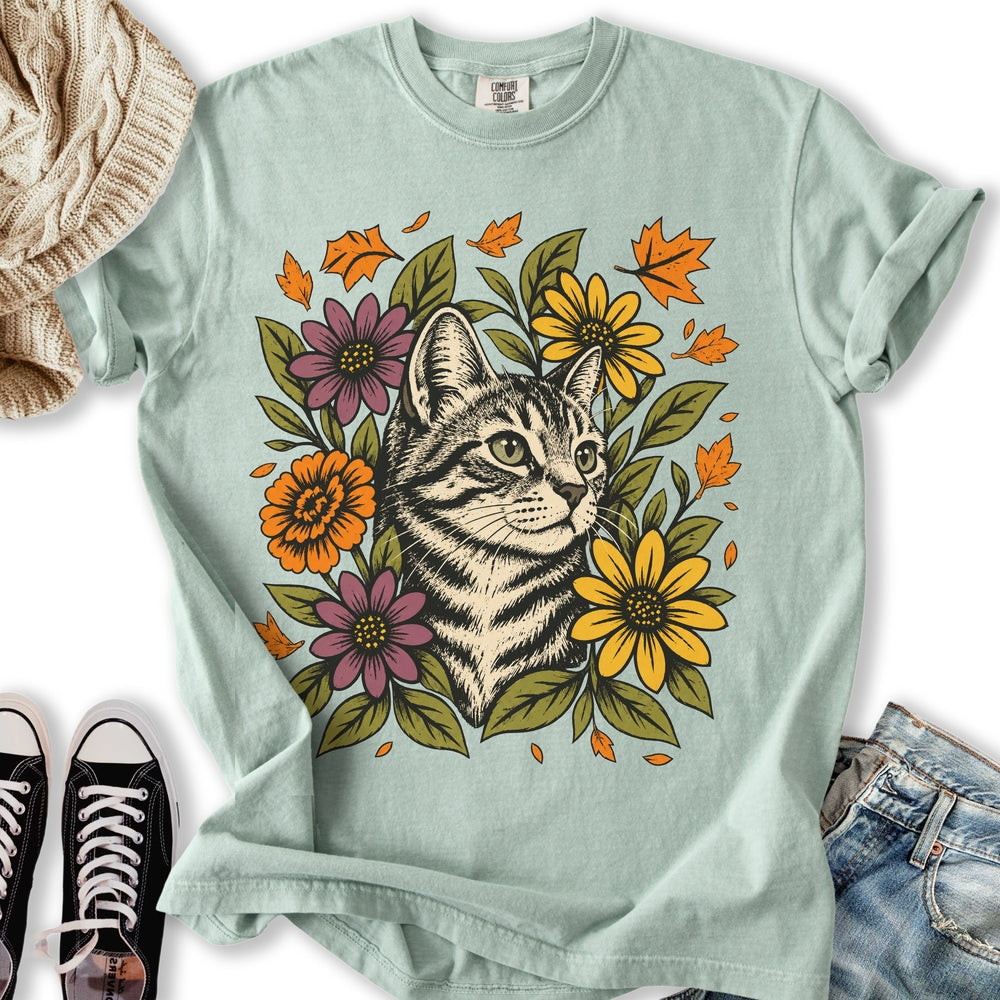 Floral Tabby Cat Relaxed Tee
