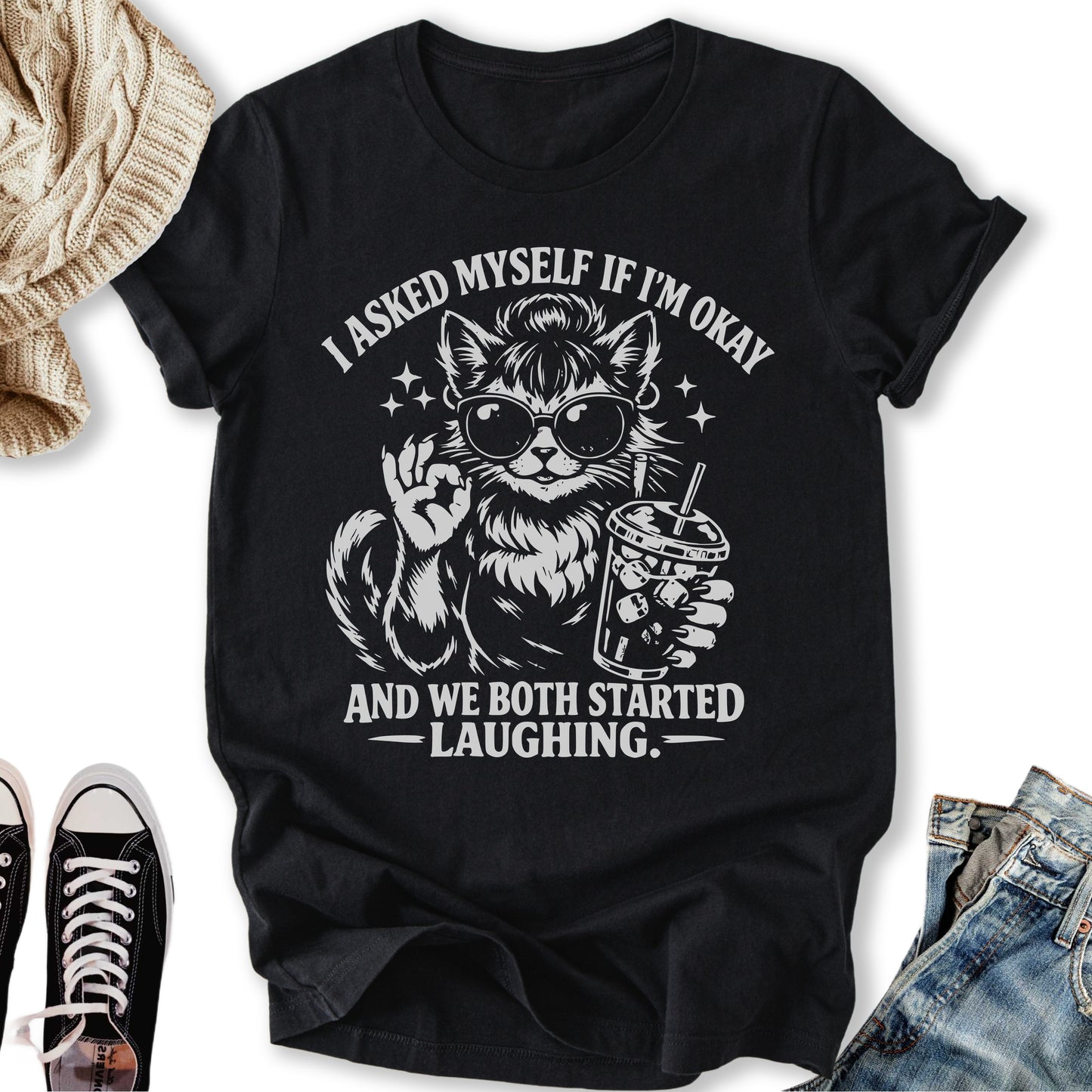 I Asked Myself If I’m Okay Cat T-Shirt
