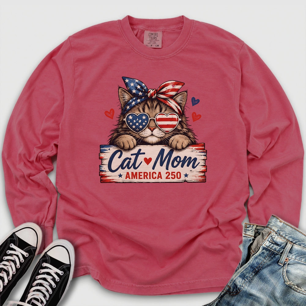 Cat Mom America Long Sleeve Tee