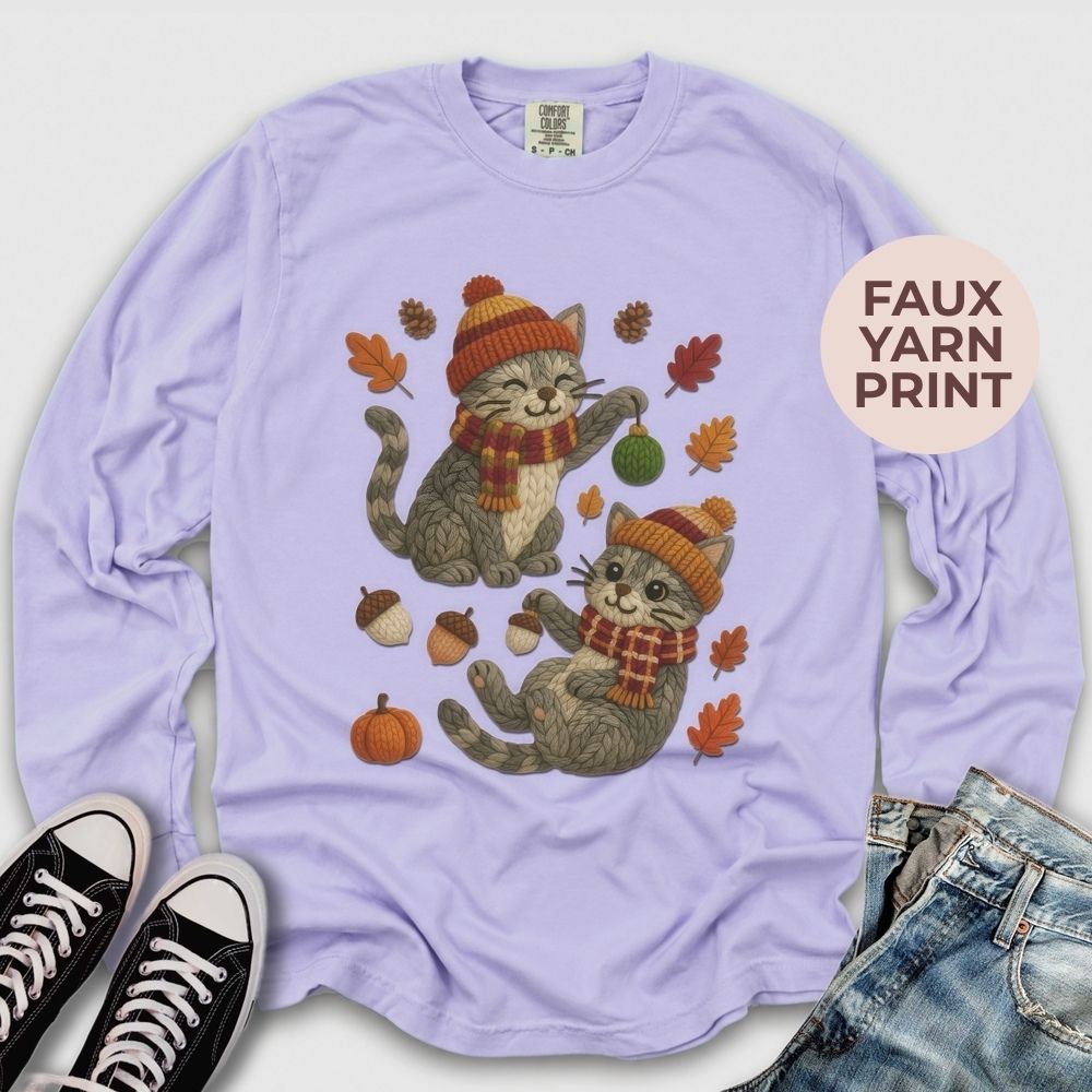 Fall Yarn Cats Long Sleeve Tee