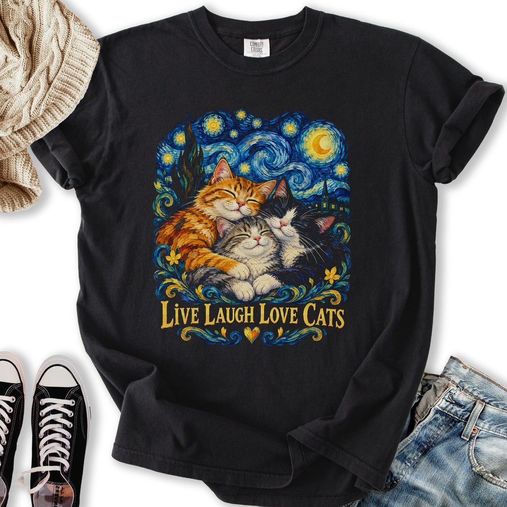 Starry Night Cats Relaxed Tee