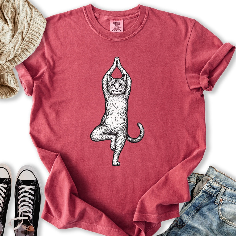 Yoga Tree Pose Cat T-Shirt