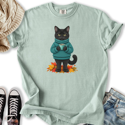 Cozy Fall Black Cat Relaxed Tee