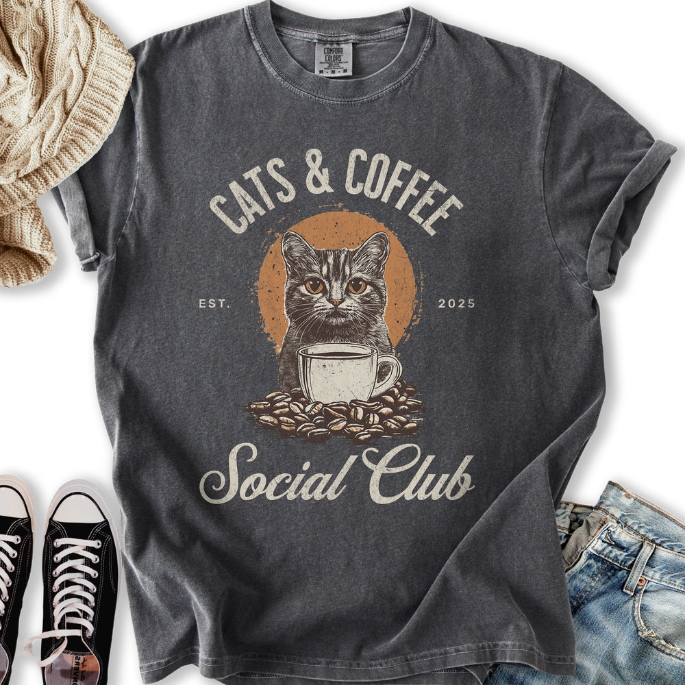 Cats & Coffee Social Club Relaxed Tee