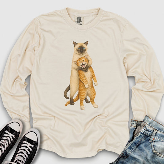 Siamese Ginger Cat Headlock Long Sleeve Tee