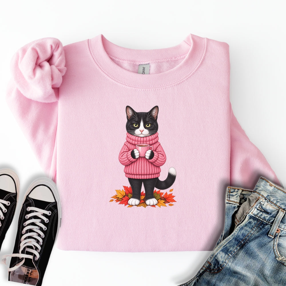 Cozy Fall Tuxedo Cat Sweatshirt