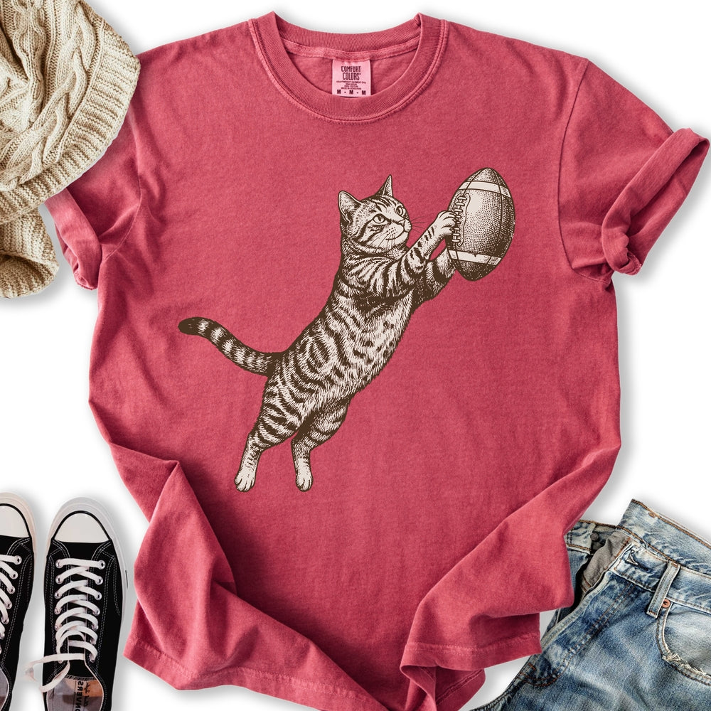 Football Tabby Cat T-Shirt