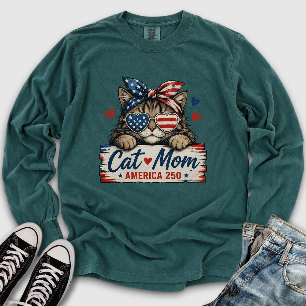 Cat Mom America Long Sleeve Tee