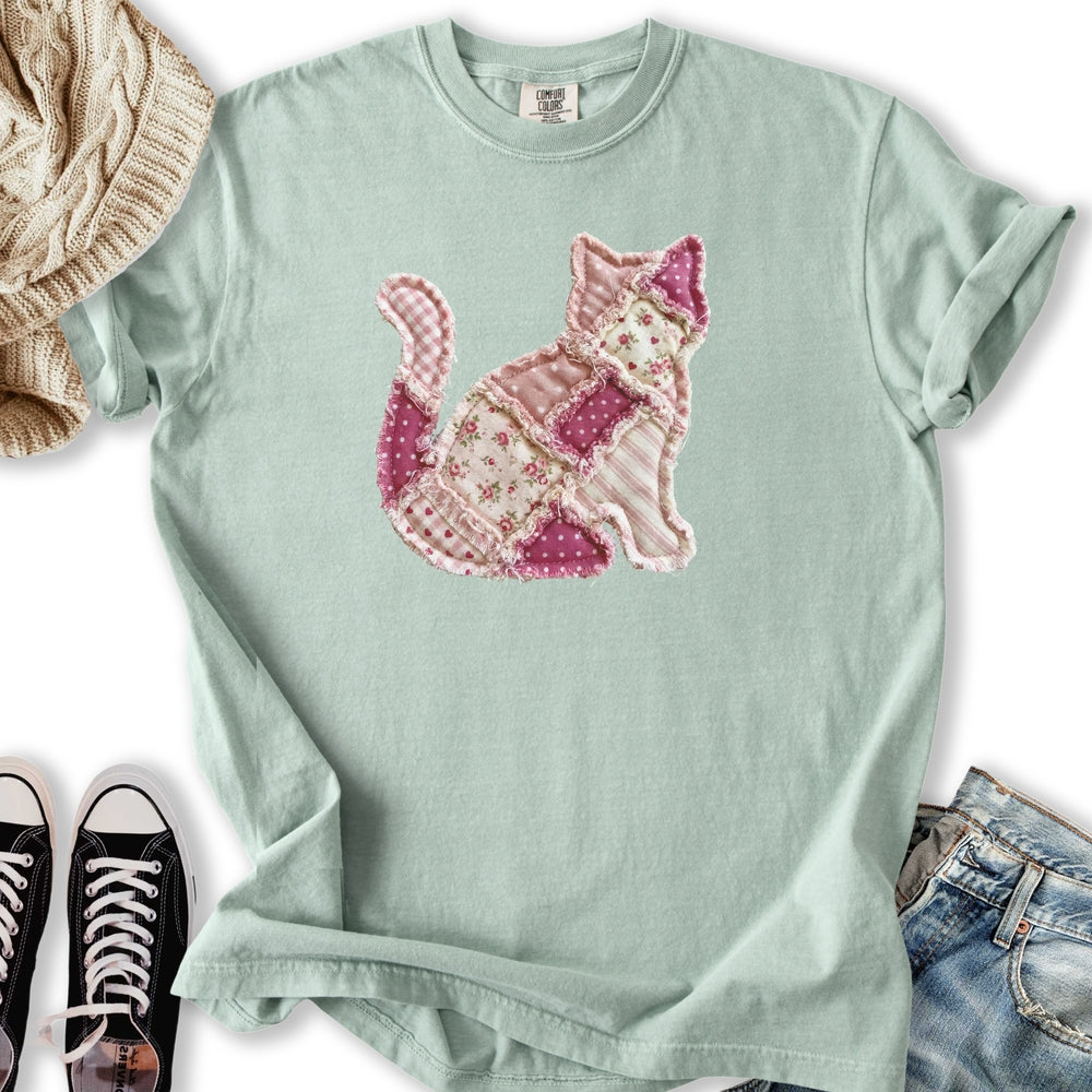 Faux Patchwork Cat T-Shirt