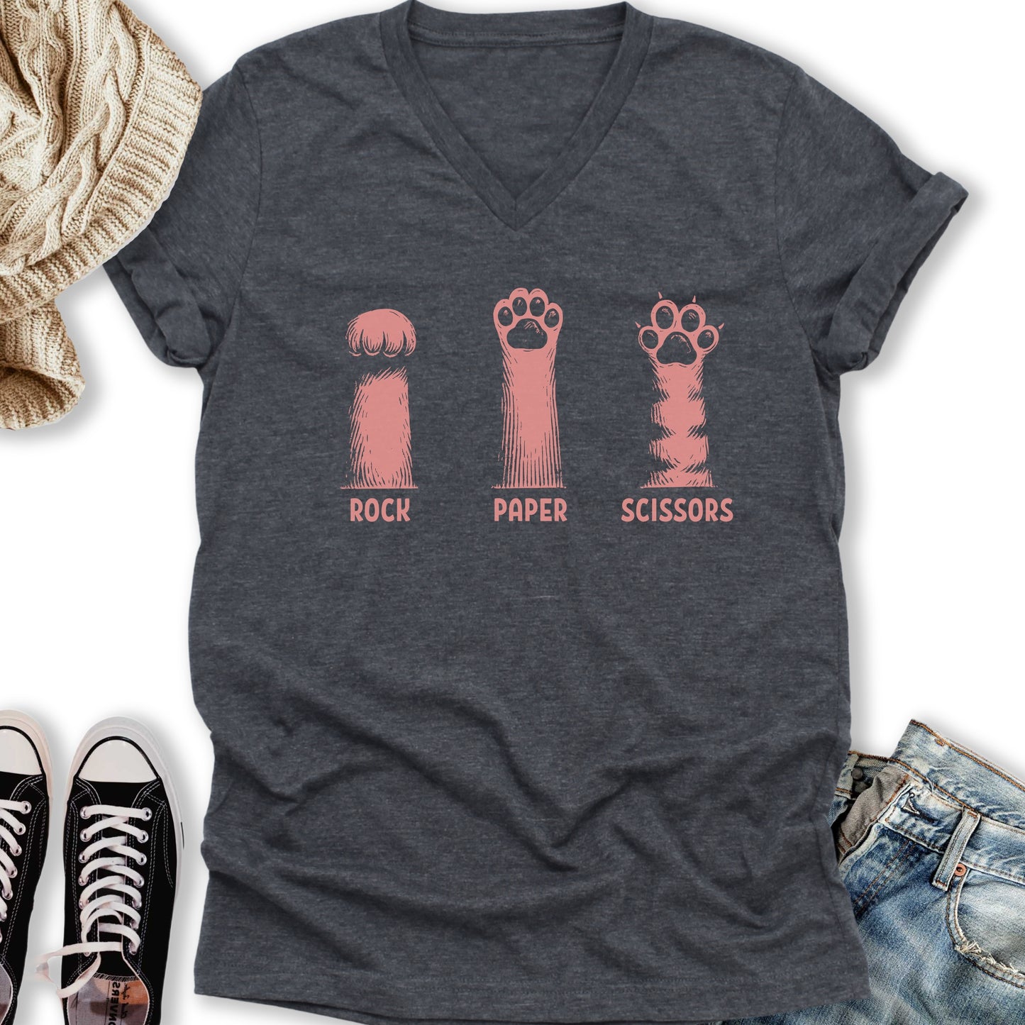 Rock Paper V-Neck Tee