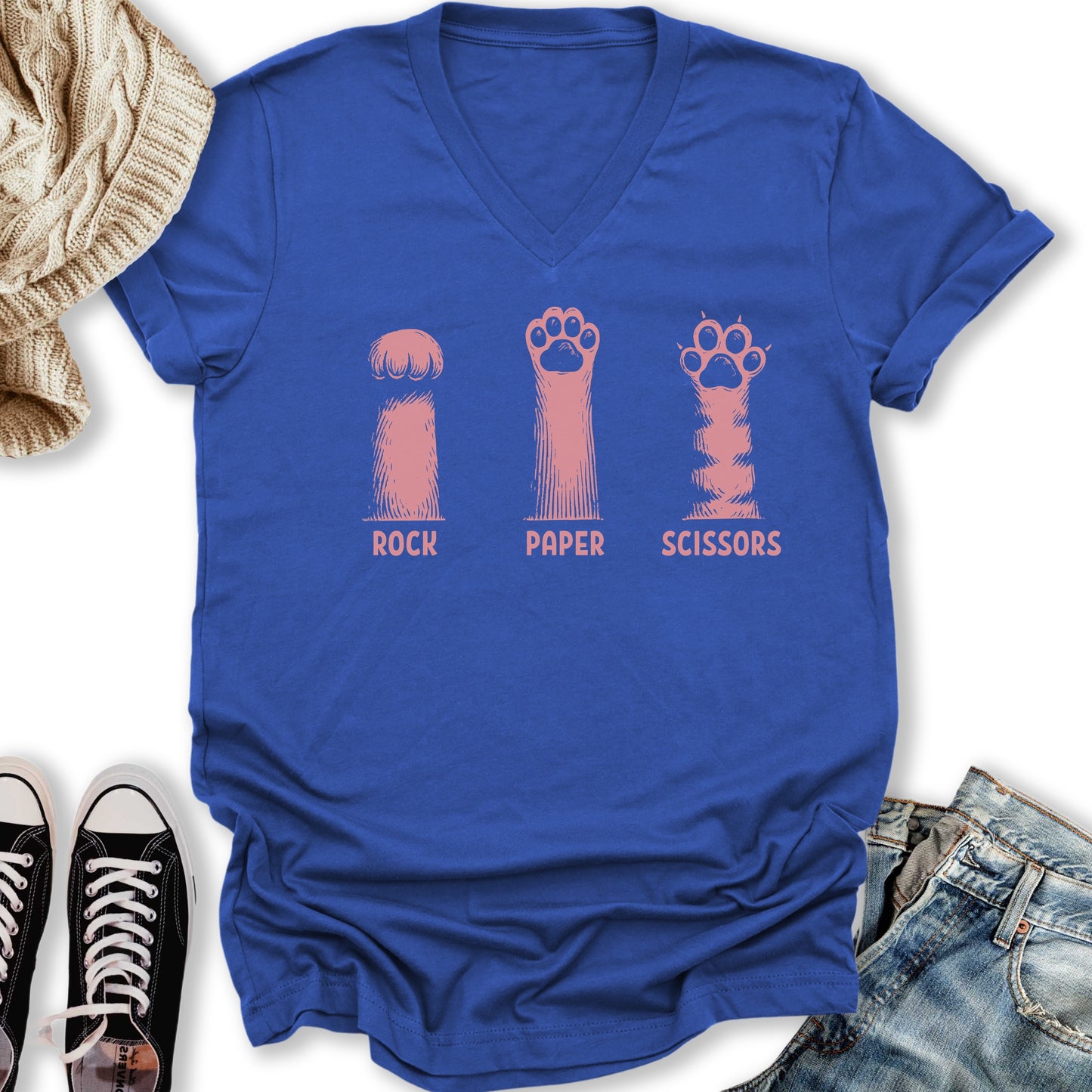 Rock Paper V-Neck Tee