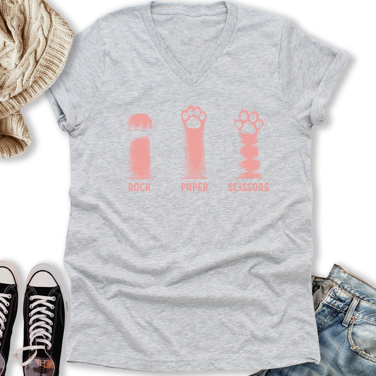 Rock Paper V-Neck Tee
