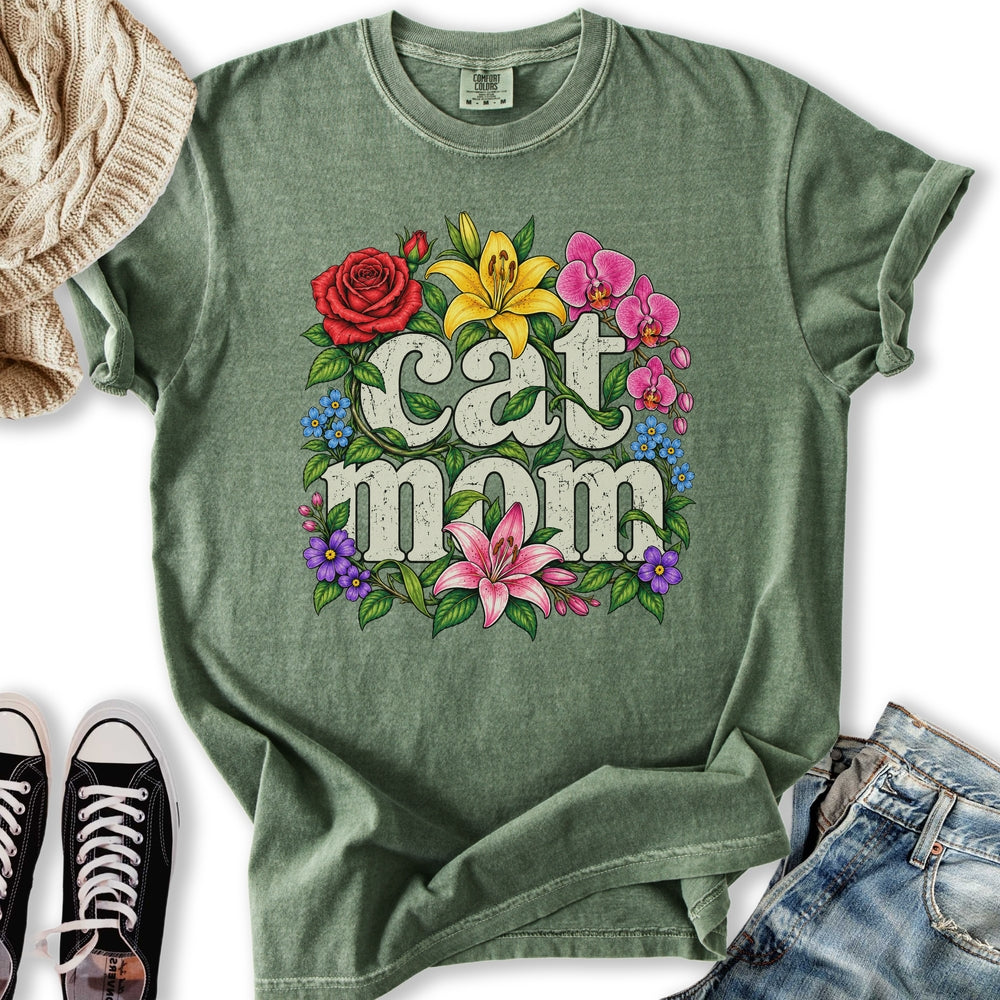 Floral Cat Mom Relaxed Tee