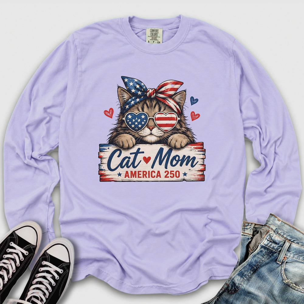 Cat Mom America Long Sleeve Tee