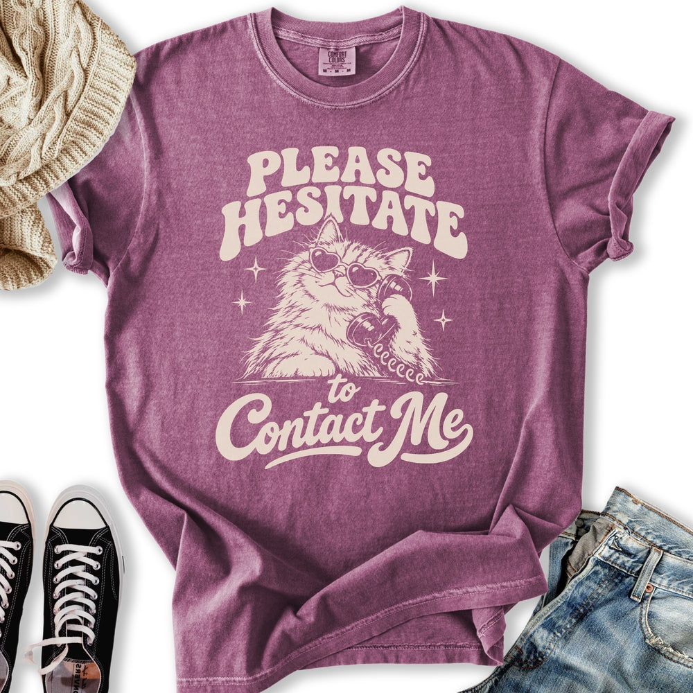 Please Hesitate Cat Relaxed Tee