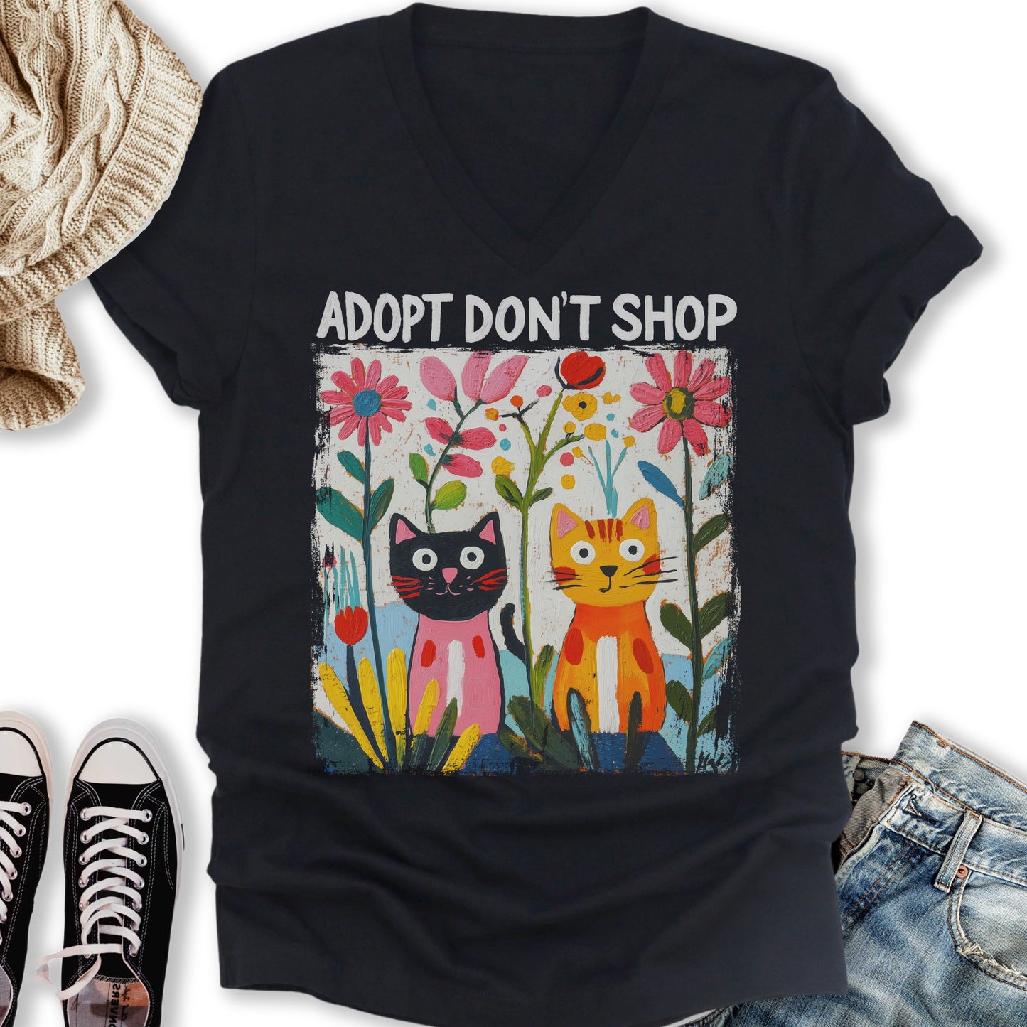 Adopt Don't Shop V-Neck Tee
