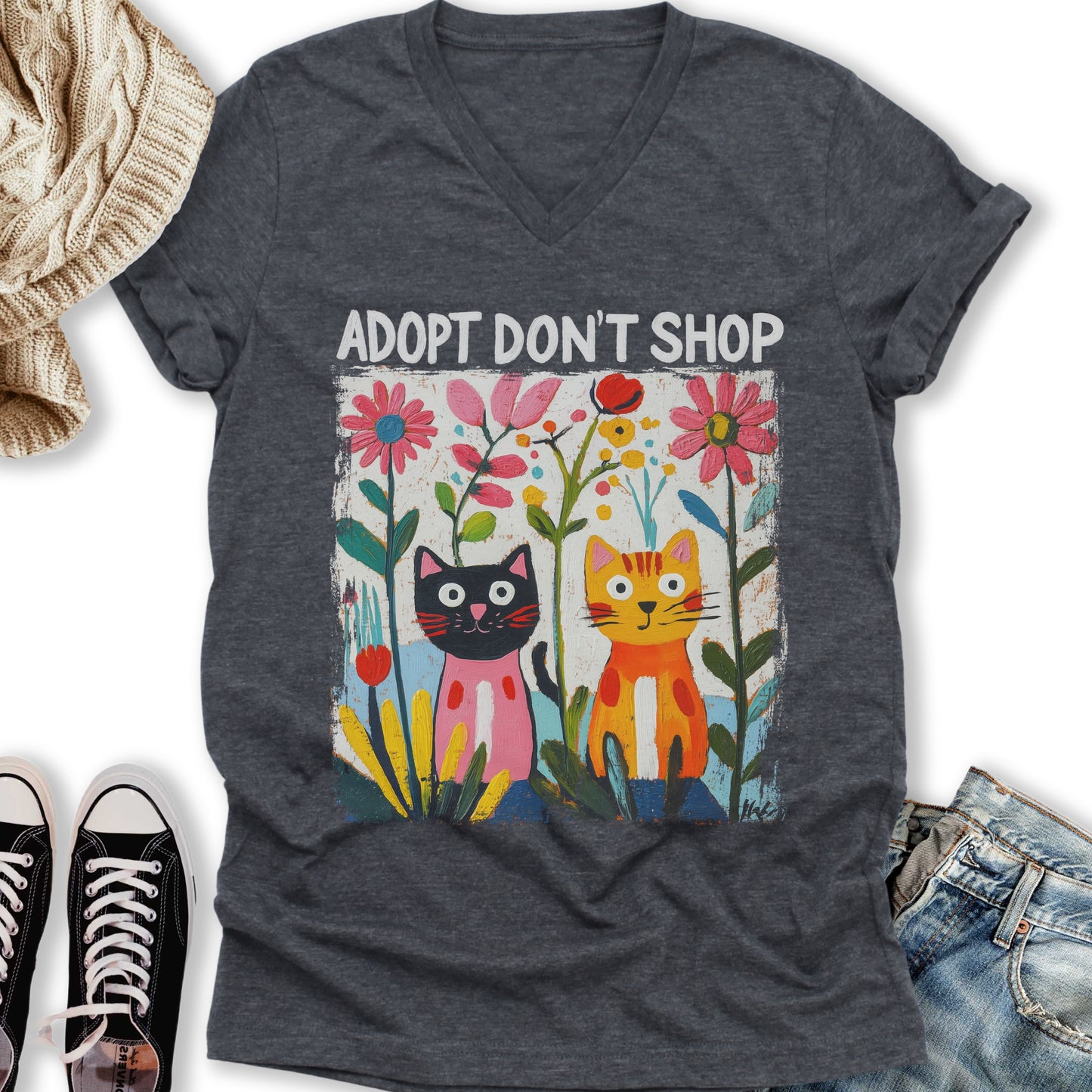 Adopt Don't Shop V-Neck Tee