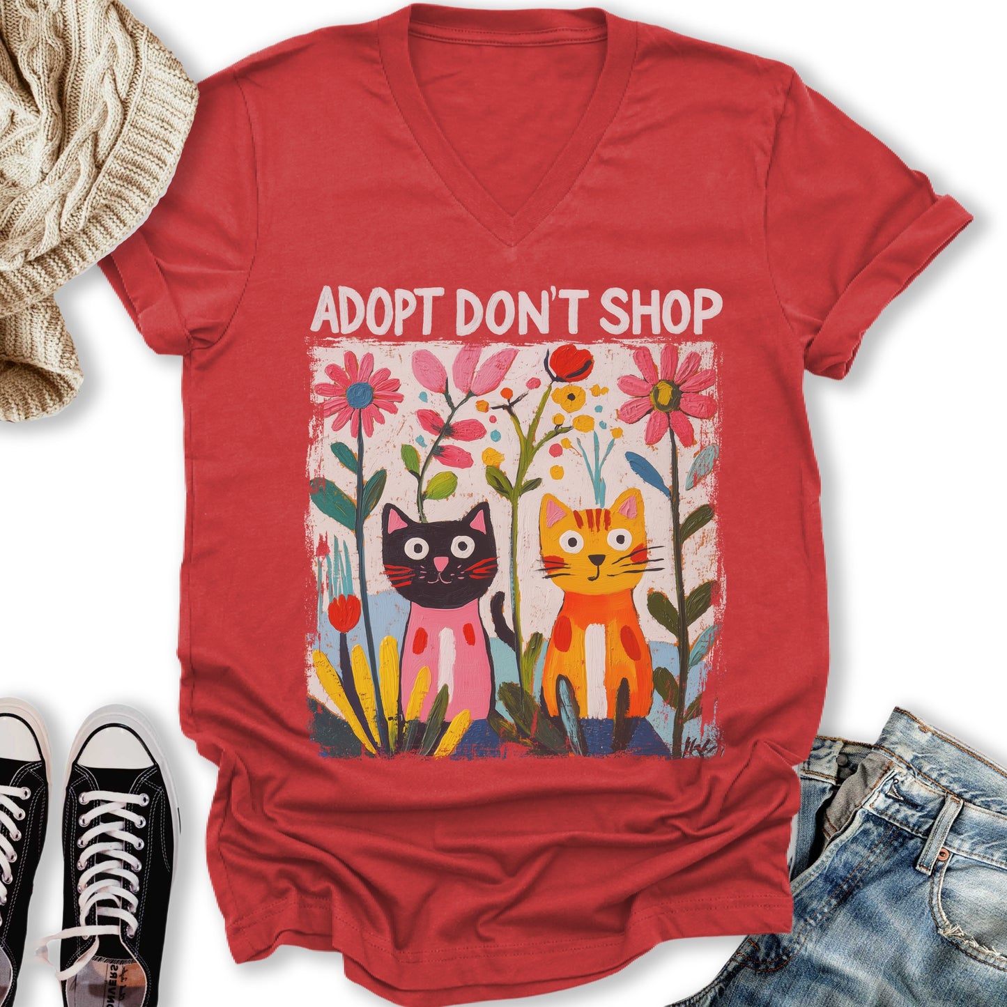 Adopt Don't Shop V-Neck Tee