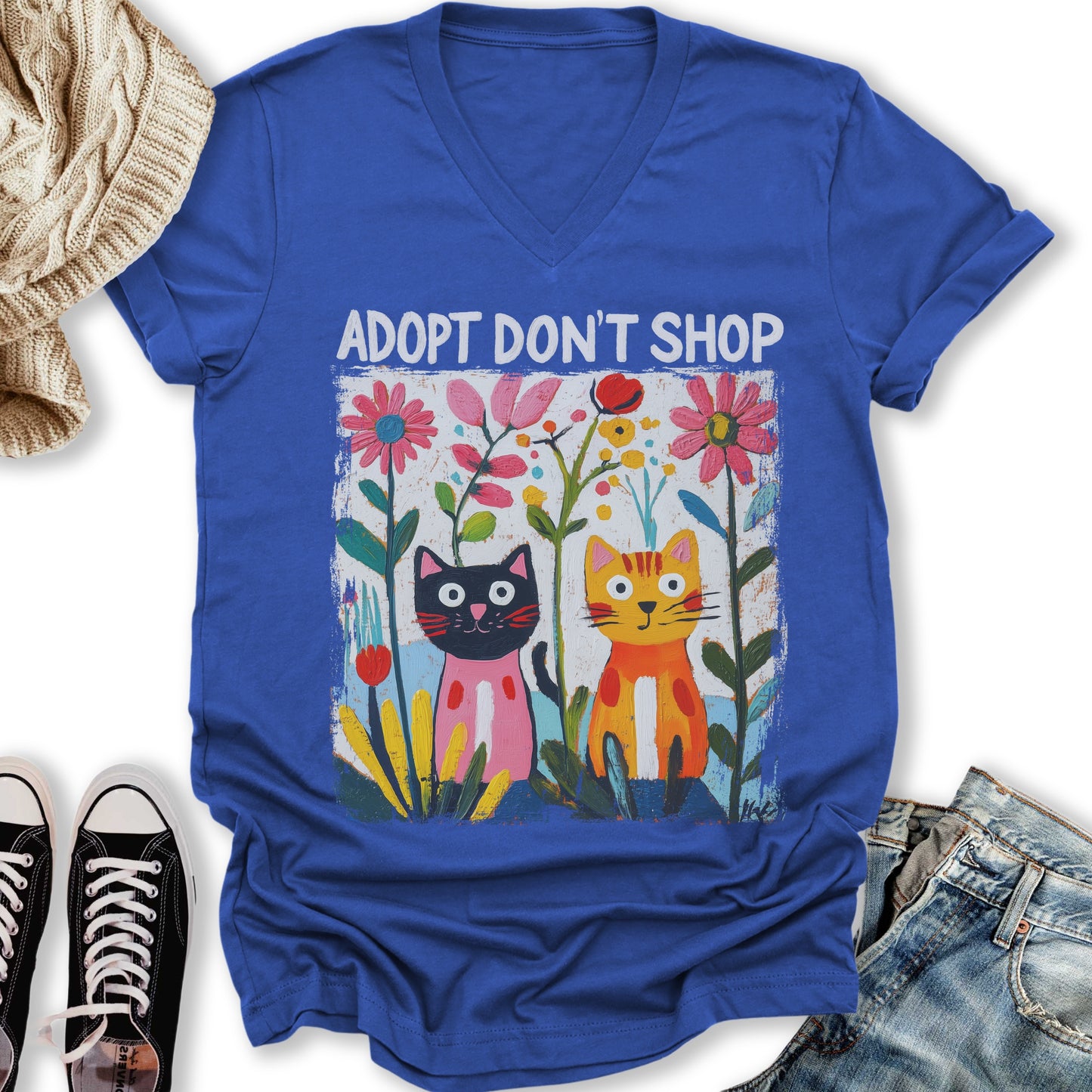 Adopt Don't Shop V-Neck Tee