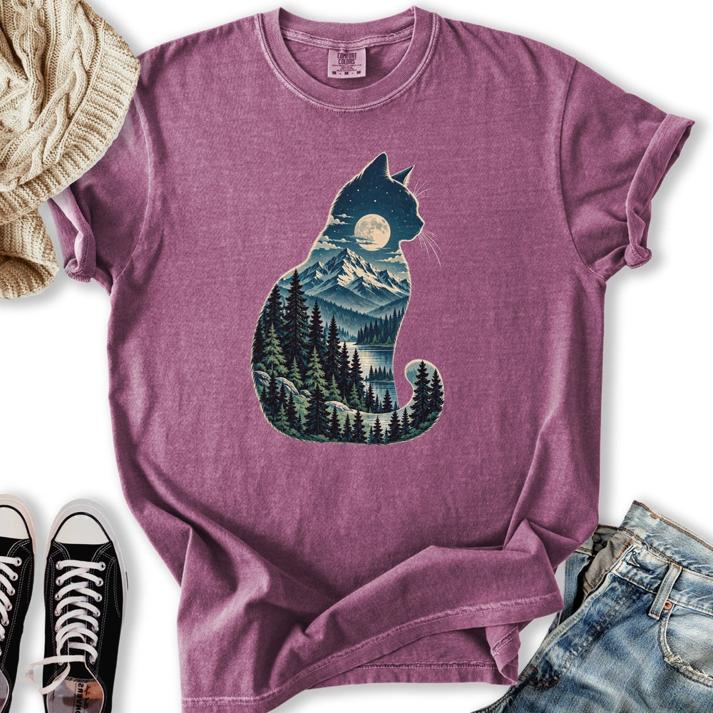 Moonlit Mountain Cat Relaxed Tee