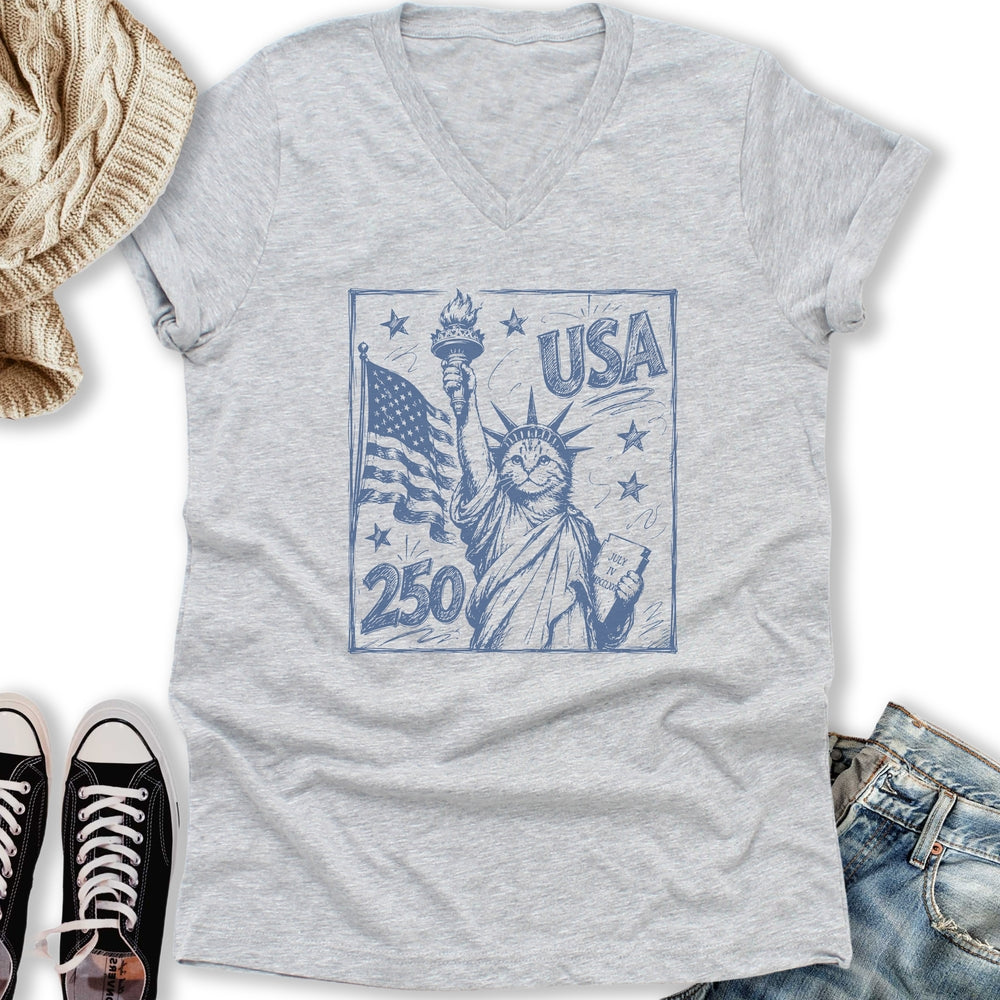 Liberty Cat V-Neck Tee