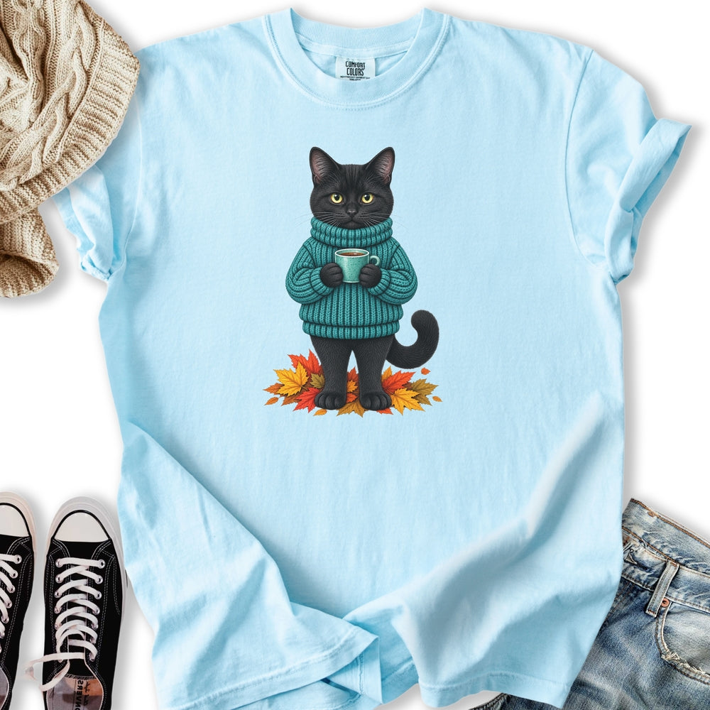 Cozy Fall Black Cat Relaxed Tee