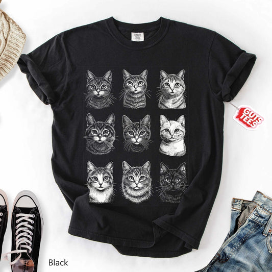 Vintage Cat Faces T-Shirt