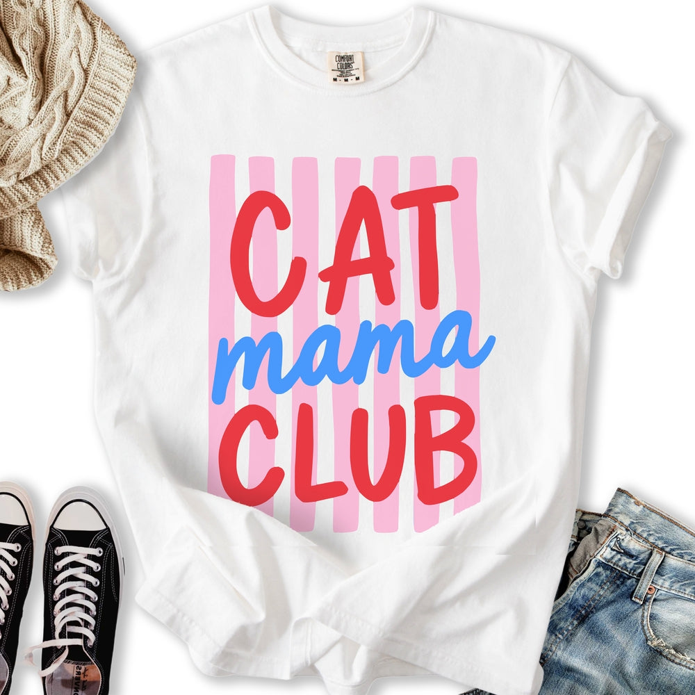 Stripe Cat Mama Club T-Shirt