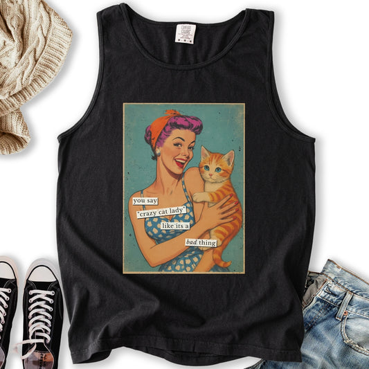 Retro Crazy Cat Lady Tank