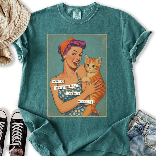 Retro Crazy Cat Lady T-shirt