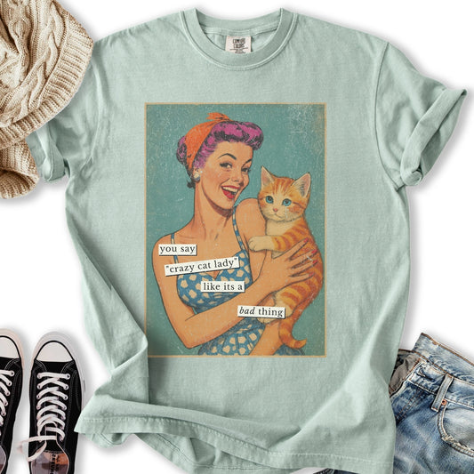 Retro Crazy Cat Lady T-shirt