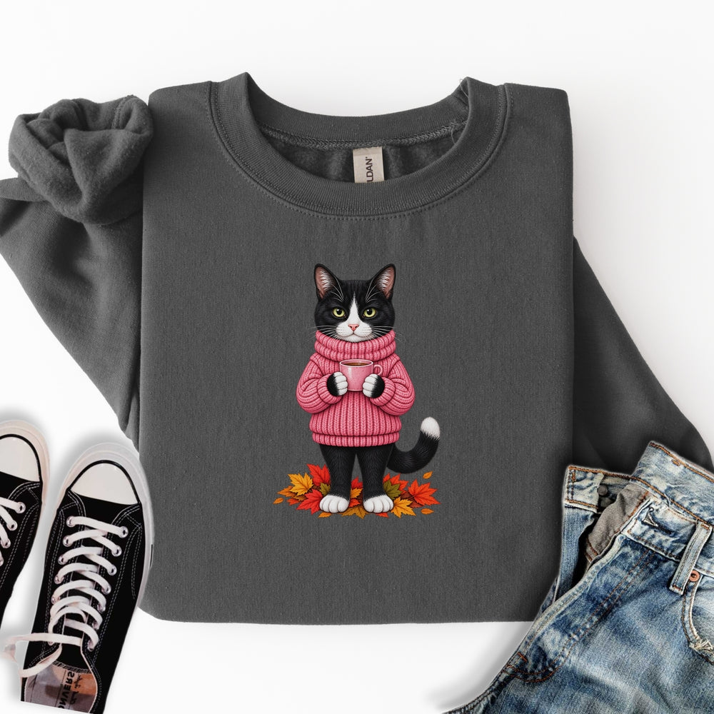 Cozy Fall Tuxedo Cat Sweatshirt