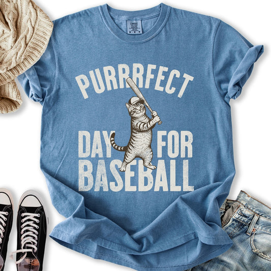 Purrrfect Baseball Cat T-Shirt