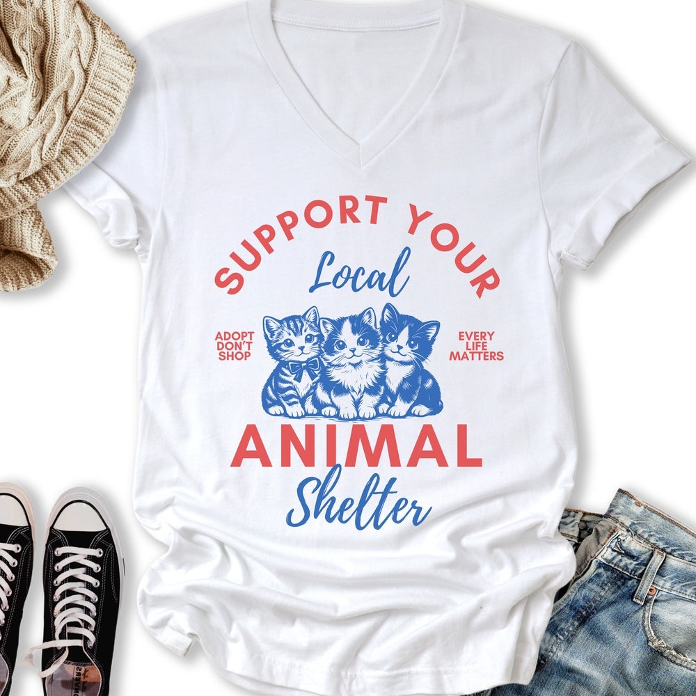 Animal Shelter Support V-Neck Tee