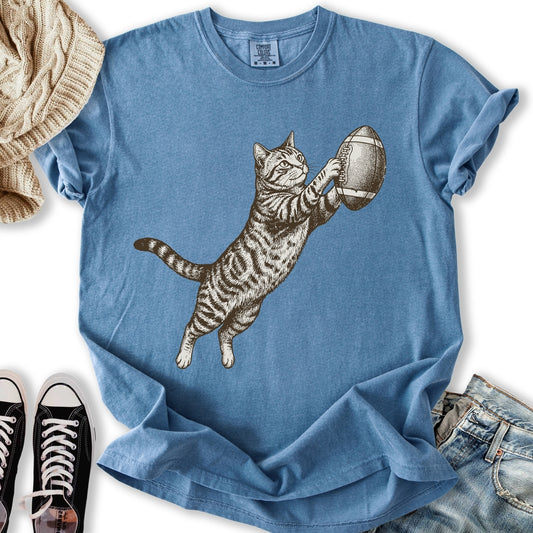 Football Tabby Cat T-Shirt