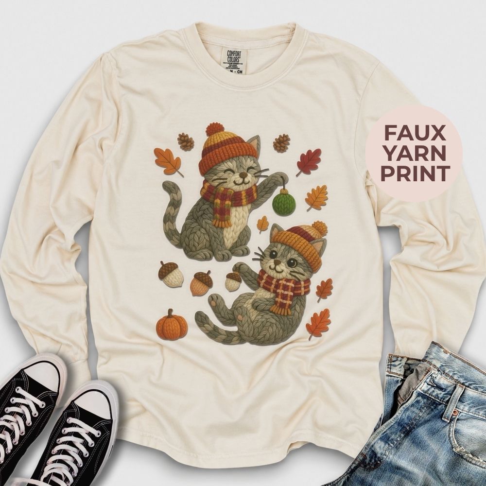 Fall Yarn Cats Long Sleeve Tee